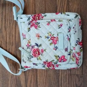 SALE - Vera Bradley Quilted Light Blue Floral Crossbody Bag EUC